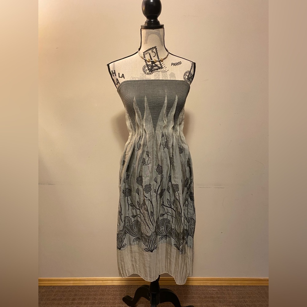 Lapis One Size Strapless Gray Silver Dress